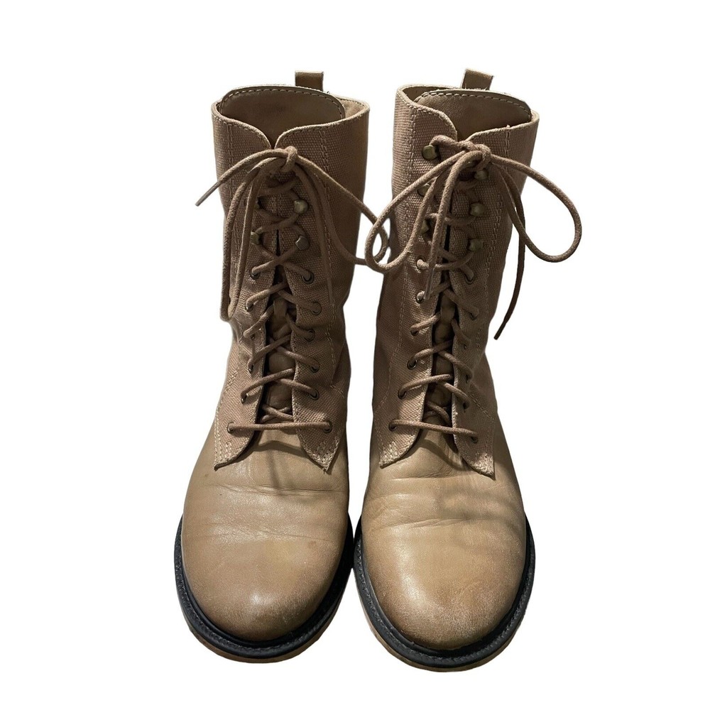 Rock and Tone by New Balance Tan Leather Womans Combat Boots Size 9.5 Lace Up